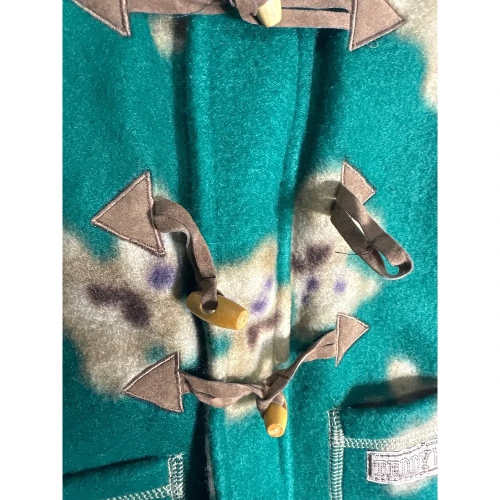 NWT Vintage Teddy Bear Fleece Hooded Bunting Snowsuit Green 24 Months New